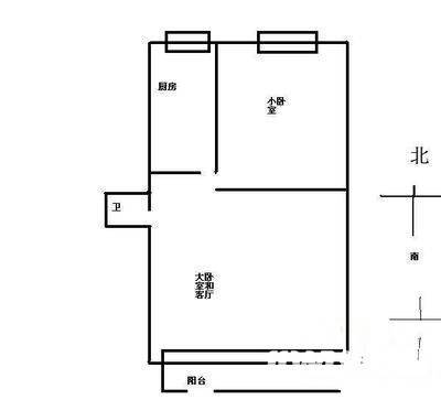 十里堡小区2室1厅1卫54㎡户型图