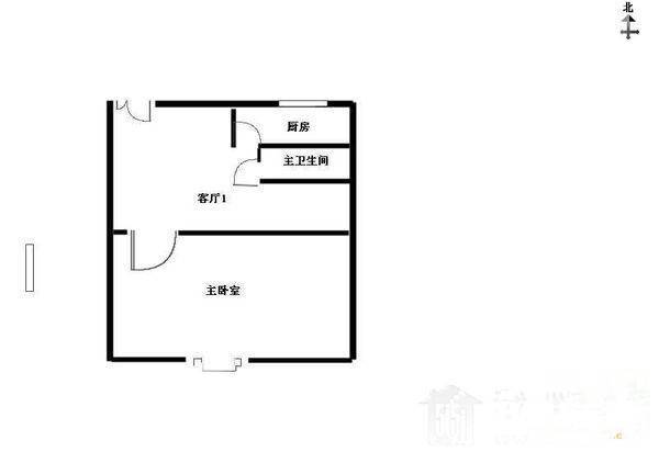 十里堡小区1室1厅1卫43㎡户型图