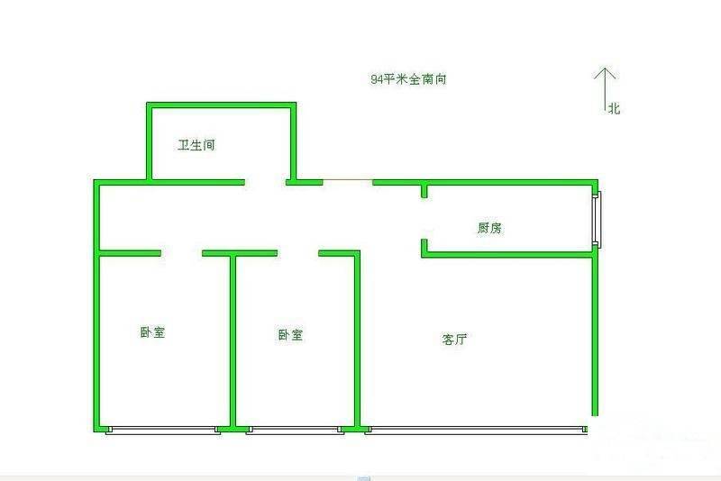 双桥东路2室1厅1卫70㎡户型图