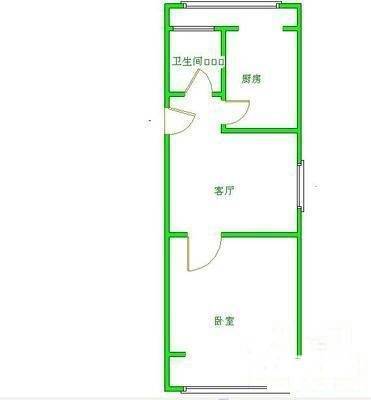 宫门口二条1室1厅1卫24㎡户型图