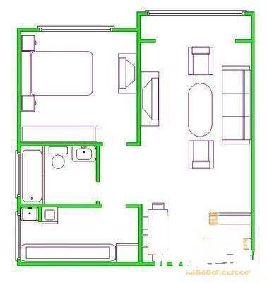 西大望路小区1室1厅1卫50㎡户型图