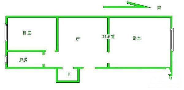 西大望路小区2室1厅1卫51㎡户型图