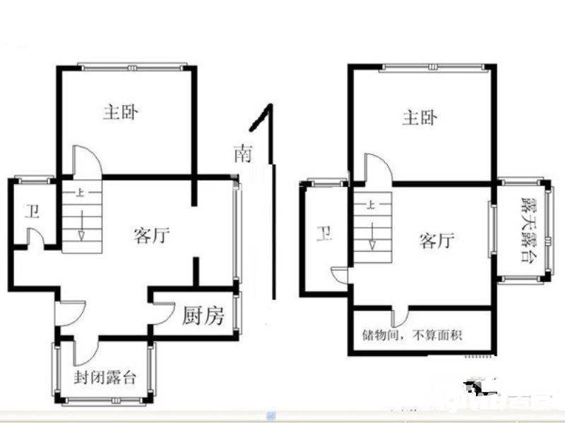 学士居2室2厅2卫93㎡户型图