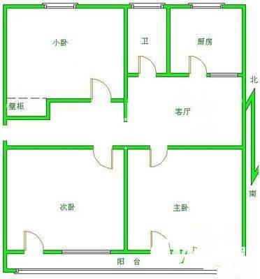 东架松3室1厅1卫90㎡户型图