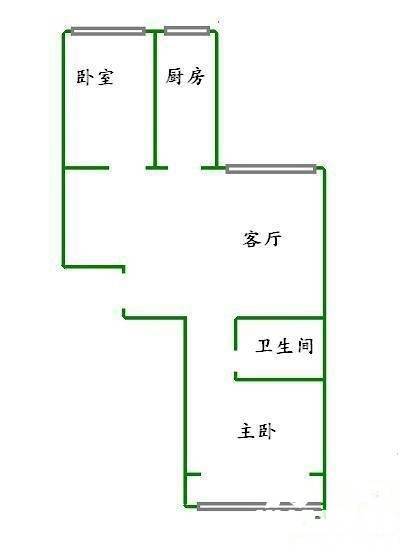 大羊坊小区2室1厅1卫76㎡户型图