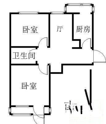 金台西路2室1厅1卫65㎡户型图