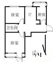 金台西路2室1厅1卫65㎡户型图