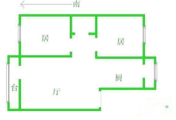 金台西路3室1厅1卫90㎡户型图