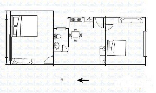 西直门铁路危改小区3室1厅1卫25㎡户型图