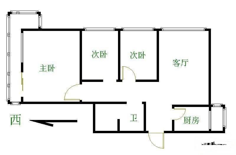 中直社区3室2厅1卫96㎡户型图