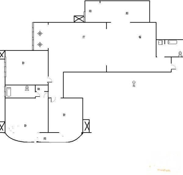 建国里小区2室1厅1卫50㎡户型图