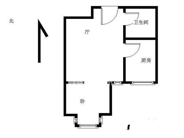 远洋山水1室1厅1卫58㎡户型图