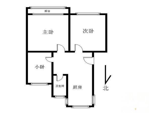 双泉堡甲2号院3室1厅1卫103㎡户型图