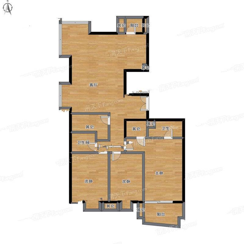 漪龙台3室1厅0卫145㎡户型图