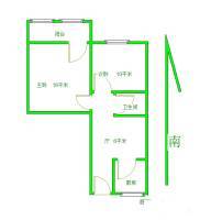 中科院东南小区2室1厅1卫64㎡户型图