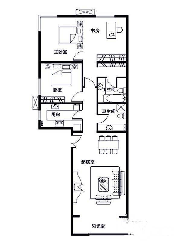 世纪城春荫园3室2厅2卫137㎡户型图