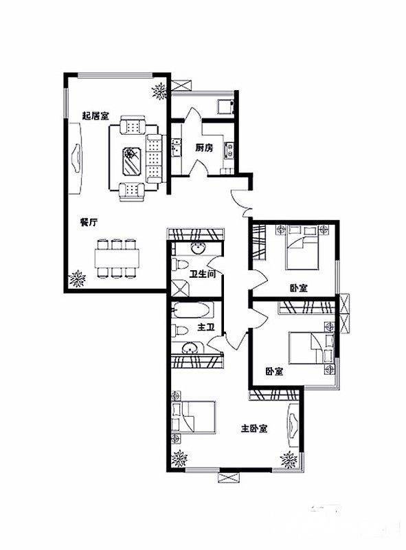 世纪城春荫园3室2厅2卫137㎡户型图