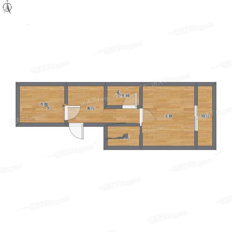 车道沟南里2室1厅0卫51㎡户型图