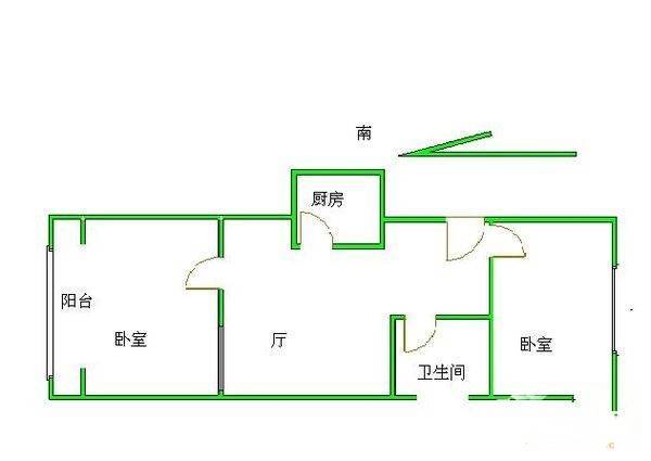 安装宿舍2室1厅1卫60㎡户型图