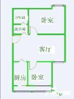 苹果园东口建行楼2室1厅1卫65㎡户型图