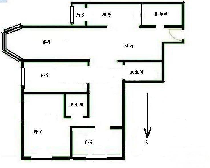 怡升园3室2厅2卫143㎡户型图