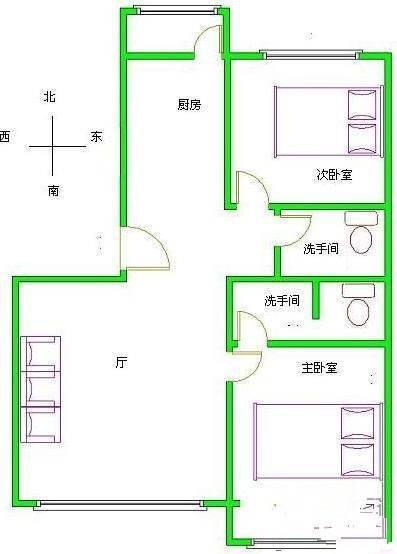 嘉诚花园2室2厅2卫101㎡户型图