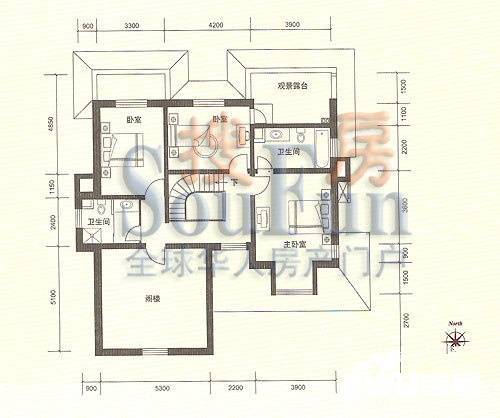 渡外云居3室0厅2卫103.5㎡户型图