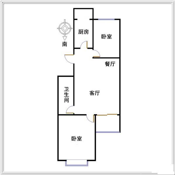 天赐良园2室2厅1卫103㎡户型图