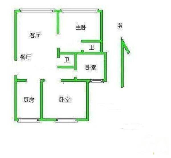 世外桃园3室1厅2卫114㎡户型图