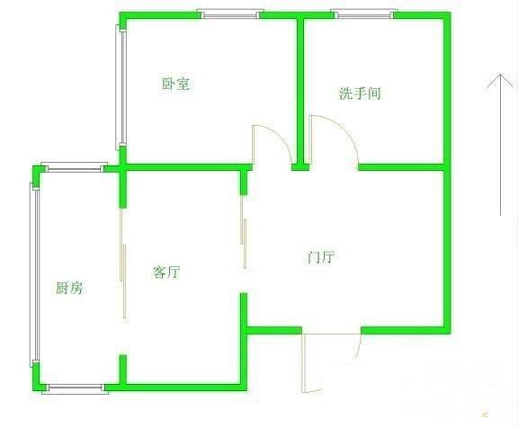 鸿顺园东区1室1厅1卫37㎡户型图