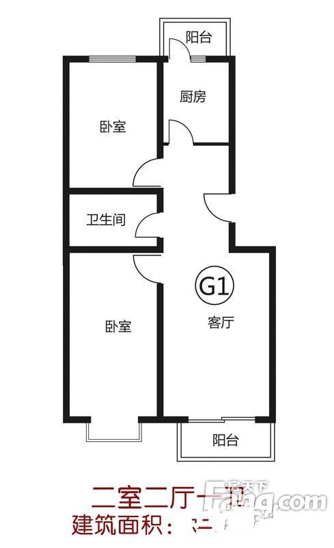 田家园新村2室2厅1卫78.3㎡户型图