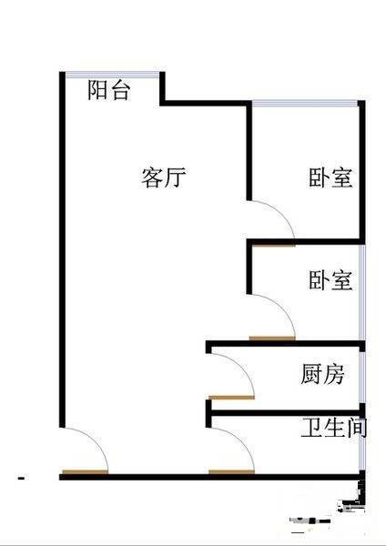 碧桂园小区二区2室1厅1卫95㎡户型图