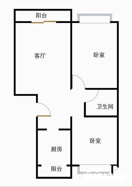 碧桂园小区二区2室1厅1卫95㎡户型图