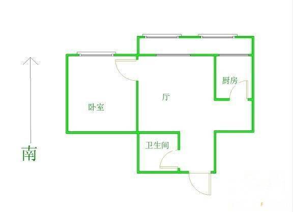 聪慧小区1室2厅1卫46㎡户型图