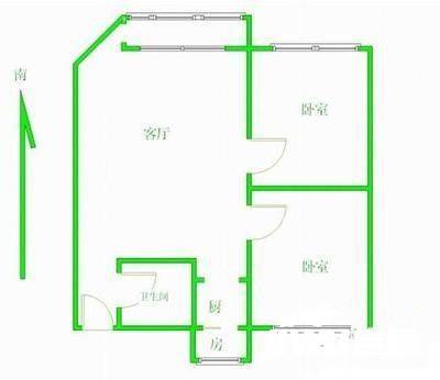 政通西里2室1厅1卫72㎡户型图