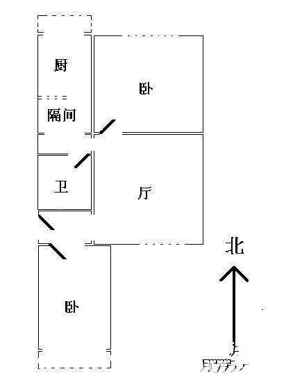 房山月华新村2室1厅1卫77㎡户型图