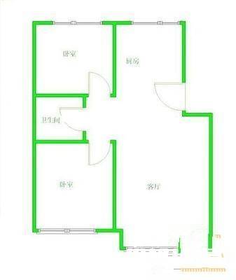 张家场新村2室1厅1卫72㎡户型图