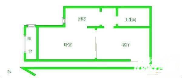 檀州家园1室1厅1卫36㎡户型图