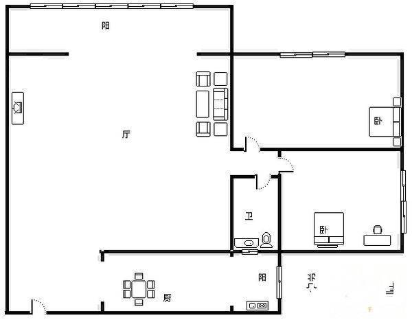 葡东住宅小区2室1厅1卫75㎡户型图