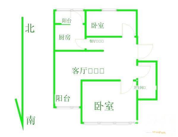 葡东住宅小区1室1厅1卫70㎡户型图