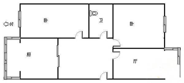 葡东住宅小区3室1厅1卫92㎡户型图