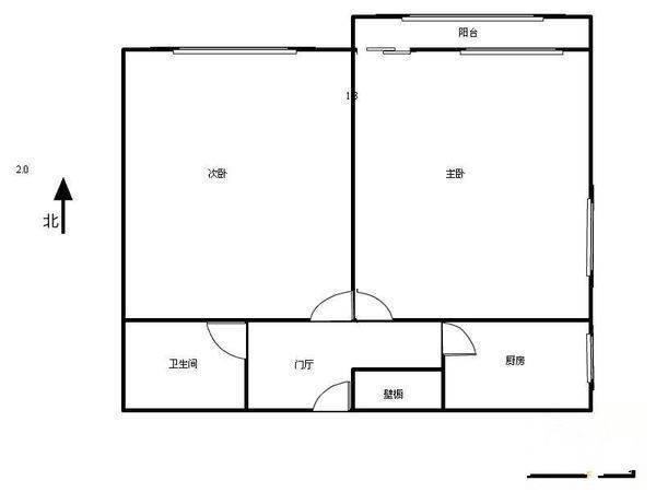 黄化门小区2室0厅1卫28㎡户型图