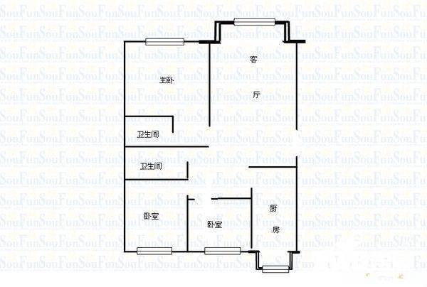 康馨家园二期3室2厅2卫97㎡户型图