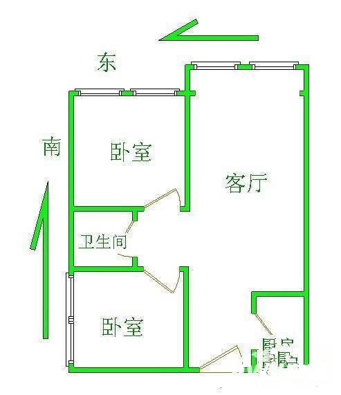 三里河一区2室1厅1卫105㎡户型图