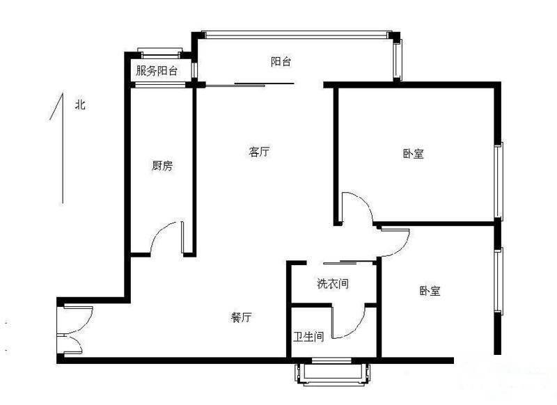 保利金泉2室2厅1卫114㎡户型图