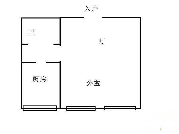 椿树园1室1厅1卫60㎡户型图