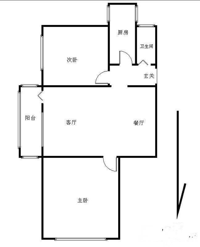 华严北里2室1厅1卫70㎡户型图