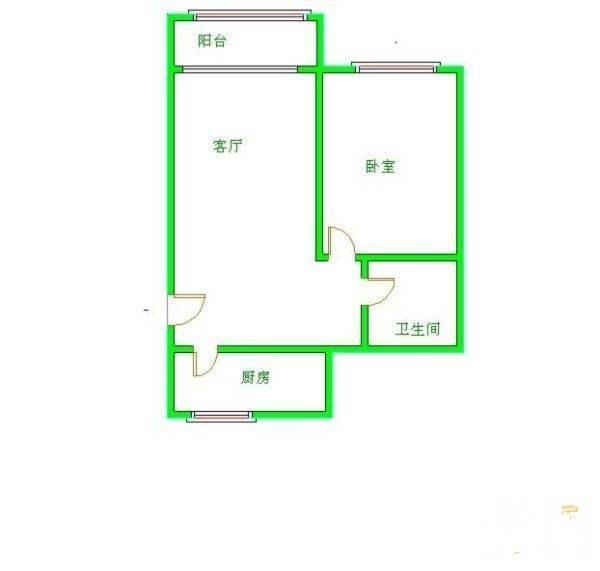 平原里1室1厅1卫60㎡户型图