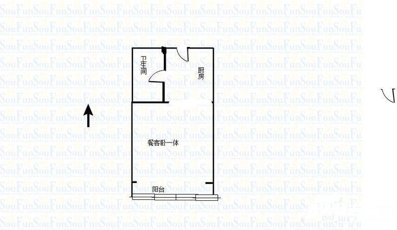 CBD总部公寓1室1厅1卫60㎡户型图