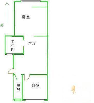 四平园2室1厅1卫60㎡户型图